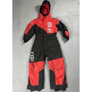 FXR Snowmobile Suit Boys S Size 6 Black Red Squadron Mono Suit Insulated